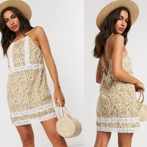 ASOS | lace insert + dobby floral mini sundress